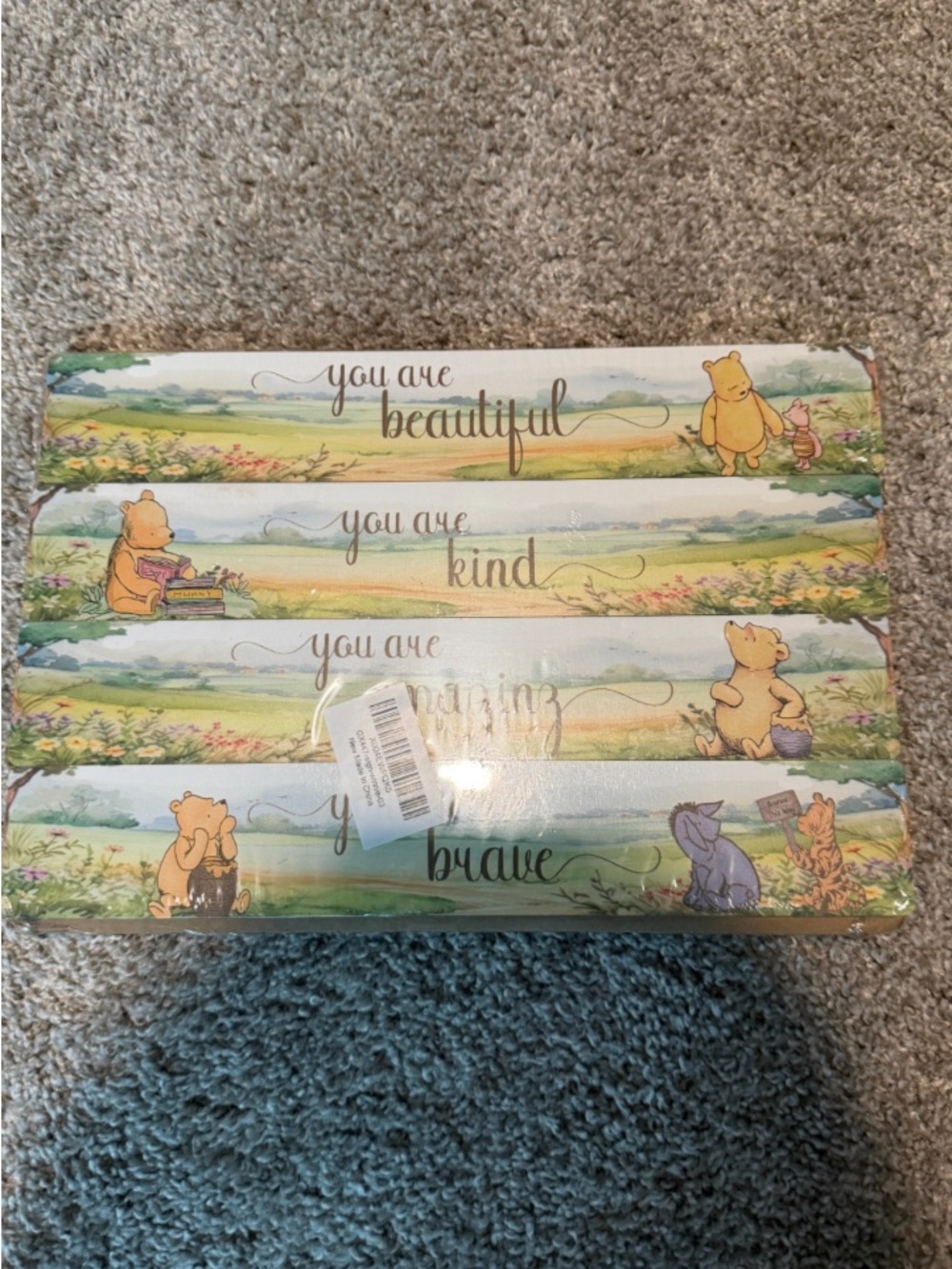 Winnie the Pooh Inspirational Wall Art Set - Pastel Yellow & Green